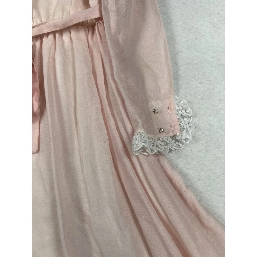 VTG 70's/ 80's Jeunes Filles GUNNE SAX Pink Lace Trim Dress Girls Size 5 - Picture 8 of 16